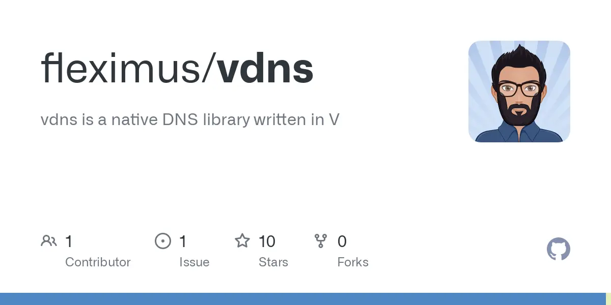 GitHub - fleximus/vdns: vdns is a native DNS library written in V