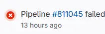 screenshot of the tagged commit build pipeline information showing a failed build