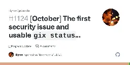 [October] The first security issue and usable `gix status` (CLI) · Byron/gitoxide · Discussion #1124