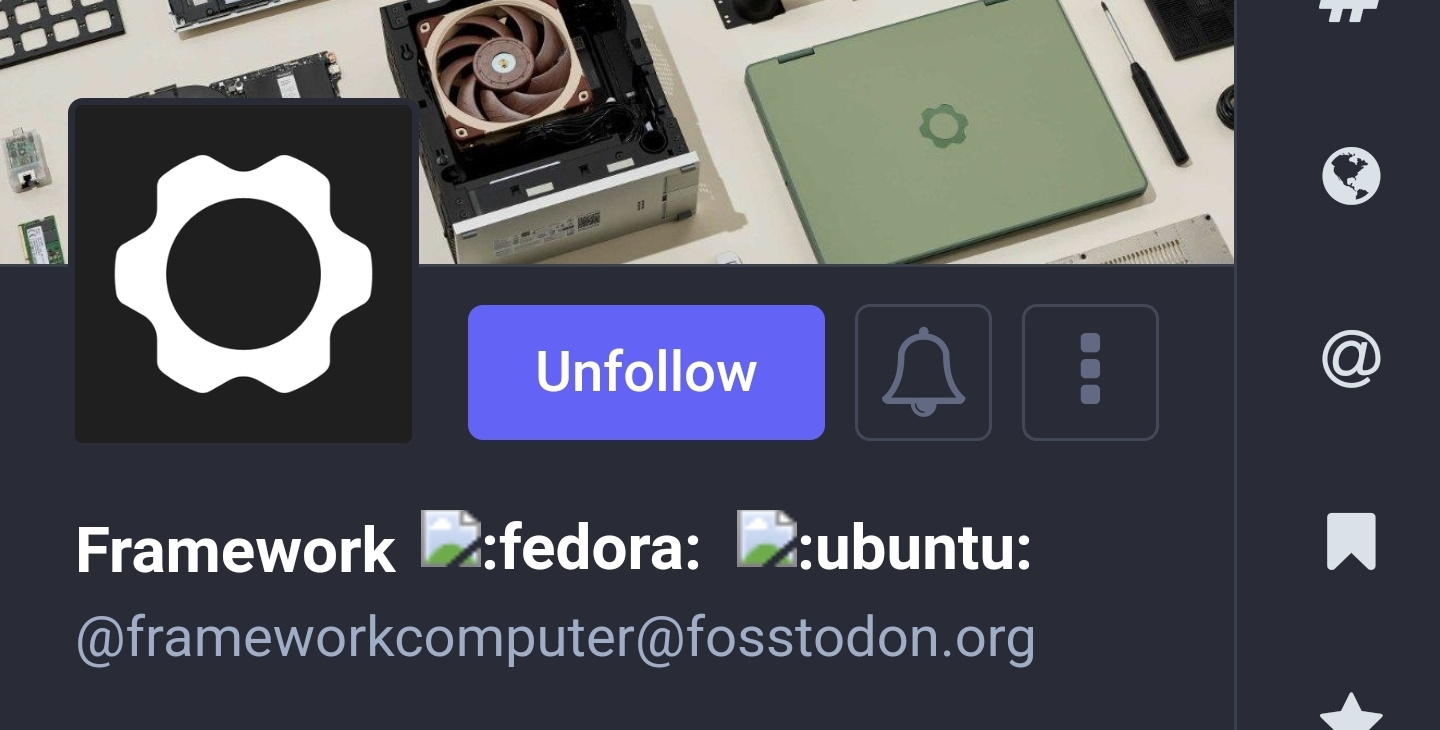 Image of Framework's Mastodon account.