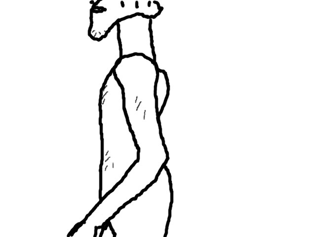 A line drawing of a dude with the left arm in view. There are 3 hairs. You can count them. Also, as a bonus, 4 hairs on the part of the belly in view, 3 hairs on the part of the torso in view and 4 hairs on the part of a chin in view. Oh and 3 dreadlocks coming down from the head
