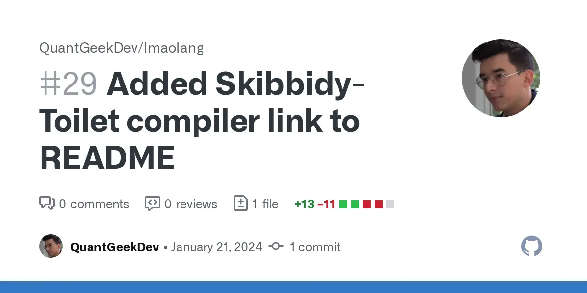 Added Skibbidy-Toilet compiler link to README by QuantGeekDev · Pull Request #29 · QuantGeekDev/lmaolang