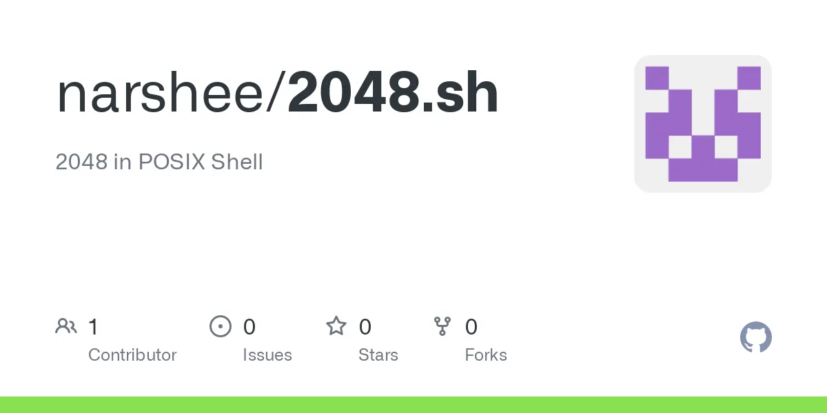 GitHub - narshee/2048.sh: 2048 in POSIX Shell