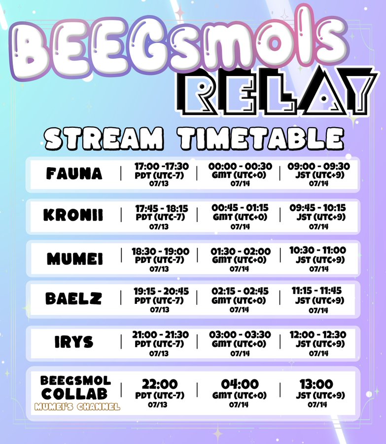 Stream timetable