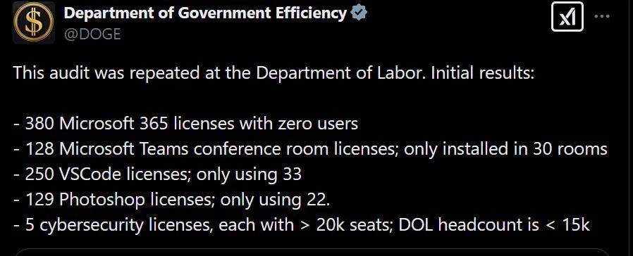 A crappy tweet by doge misunderstanding licences.