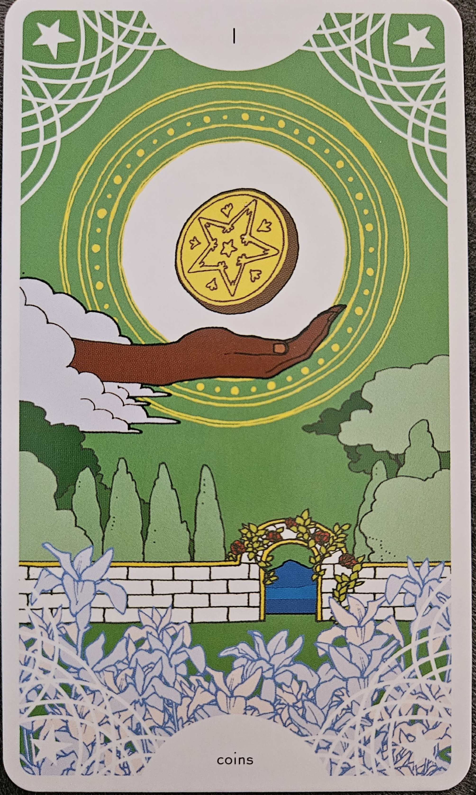 One of coins tarot card.