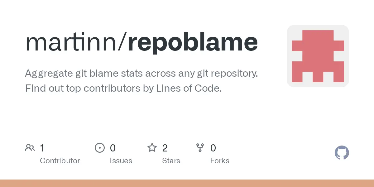 GitHub - martinn/repoblame: Aggregate git blame stats across any git repository. Find out top contributors by Lines of Code.