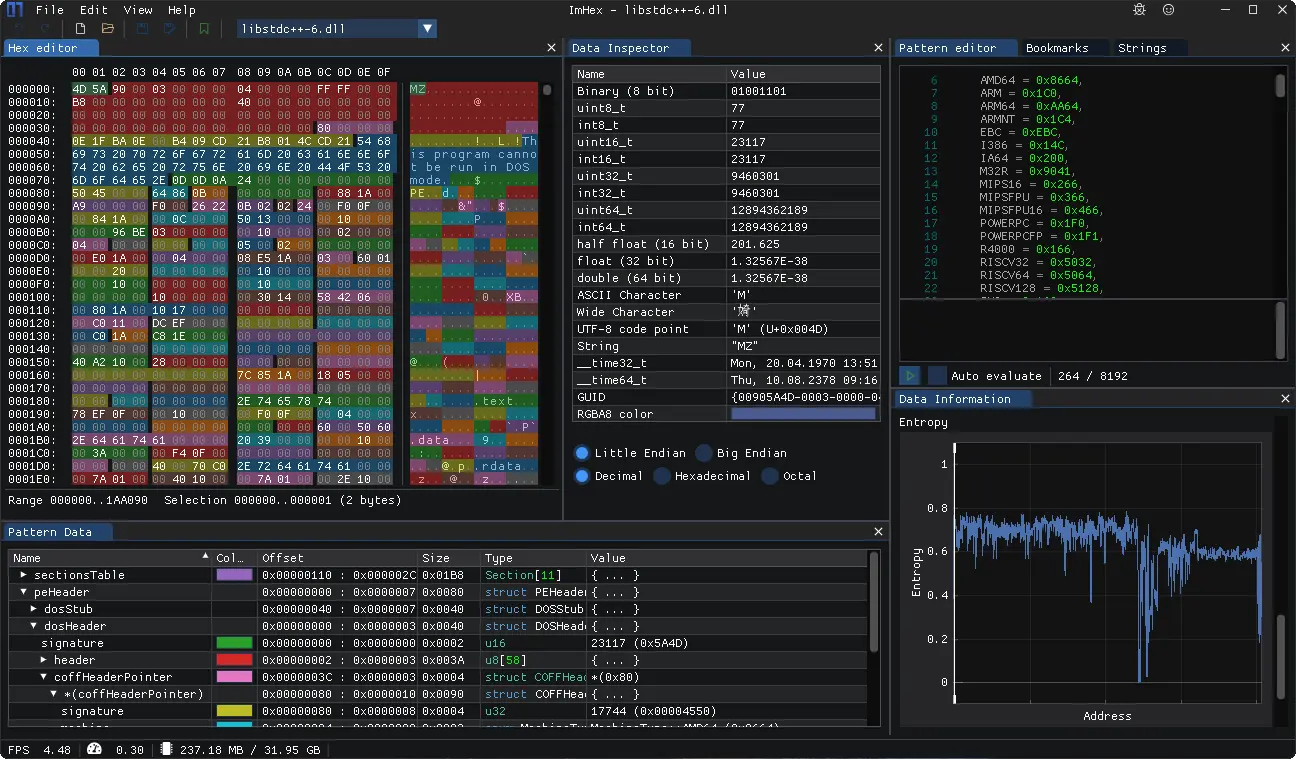 GitHub - WerWolv/ImHex: 🔍 A Hex Editor for Reverse Engineers, Programmers and people who value their retinas when working at 3 AM.