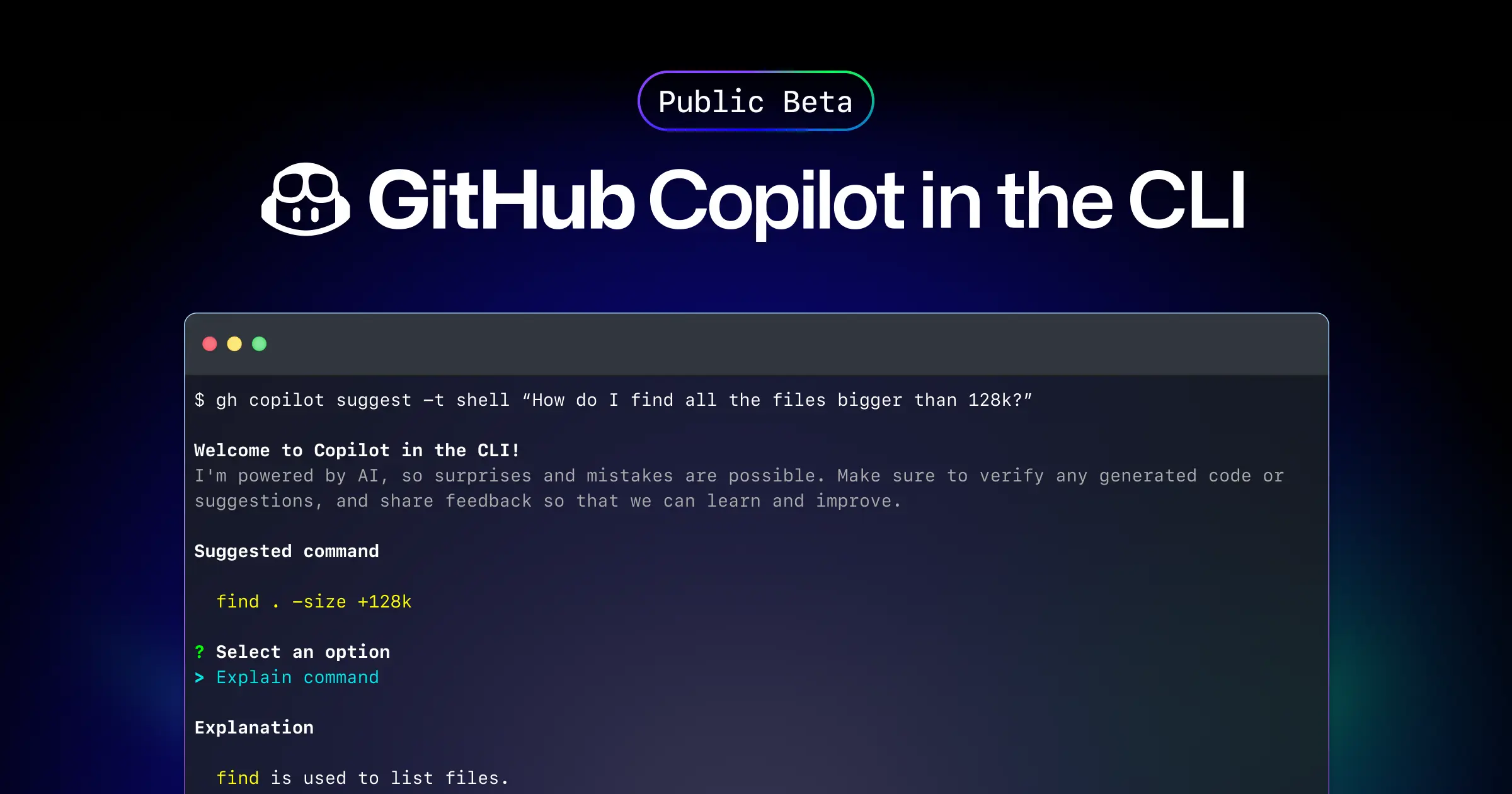 GitHub Copilot in the CLI now in public beta