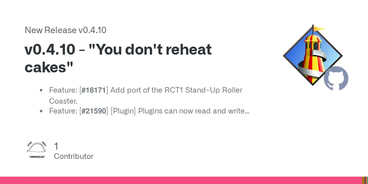 Release v0.4.10 - "You don't reheat cakes" · OpenRCT2/OpenRCT2