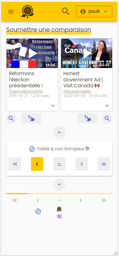 Screenshot de la nouvelle interface mobile de Tournesol