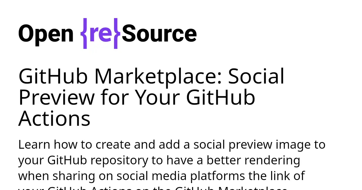 GitHub Marketplace: Social Preview for Your GitHub Actions