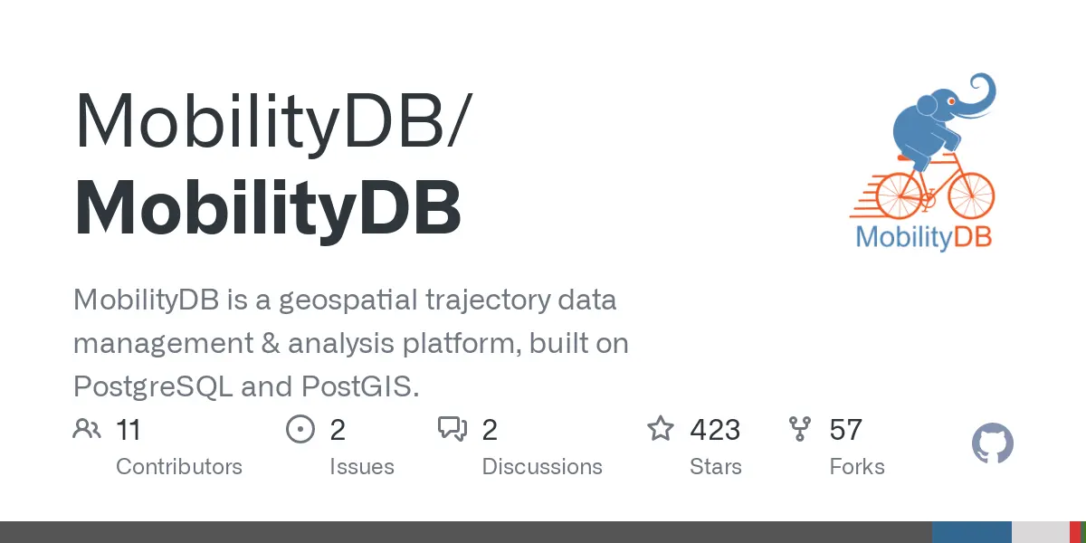 GitHub - MobilityDB/MobilityDB: MobilityDB is a geospatial trajectory data management &amp; analysis platform, built on PostgreSQL and PostGIS.