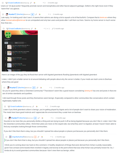 Screenshot of a convo on Beehaw in which a user is accusing sh.itjust.works of constantly posting bigotry without evicence that this is true, and despite the fact that reality says otherwise