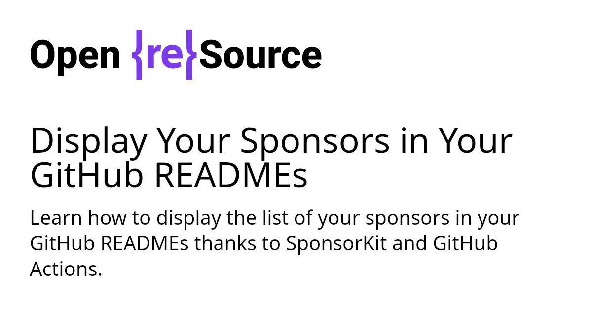 Display Your Sponsors in Your GitHub READMEs