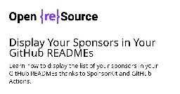 Display Your Sponsors in Your GitHub READMEs