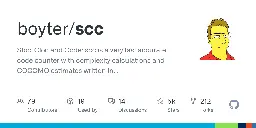 GitHub - boyter/scc: Sloc, Cloc and Code: scc is a very fast accurate code counter with complexity calculations and COCOMO estimates written in pure Go